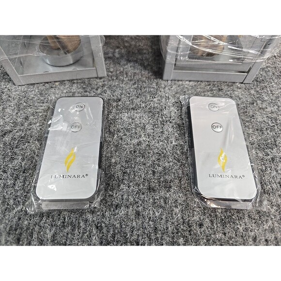 Luminara Set Of 2 Gray Mini Lanterns With Remote & Flameless Candles #2 - Picture 2 of 6